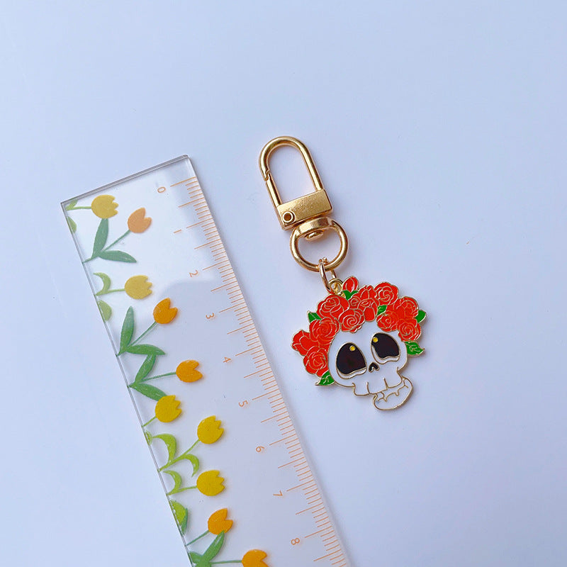 Wholesale Halloween Alloy Oil Dripping Skull Pumpkin Keychain